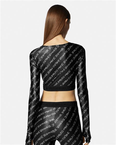 versace print crop top|Versace crop top sale.